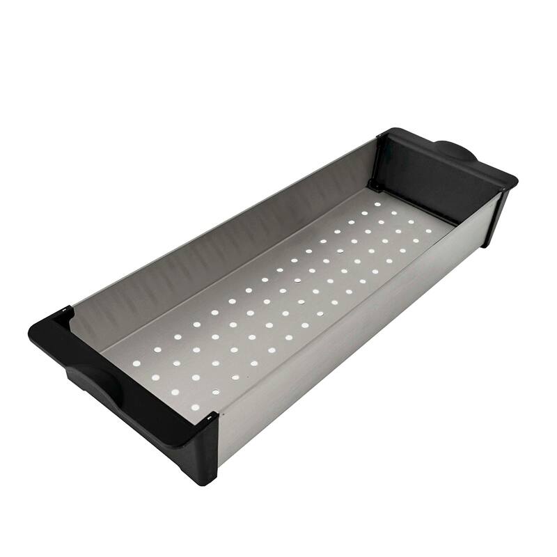 STYLISH Stainless Steel Over the Sink Colander with Non-slip Handle - External Size: 16 7/8" L x 5 1/2" W x 2 1/4" D