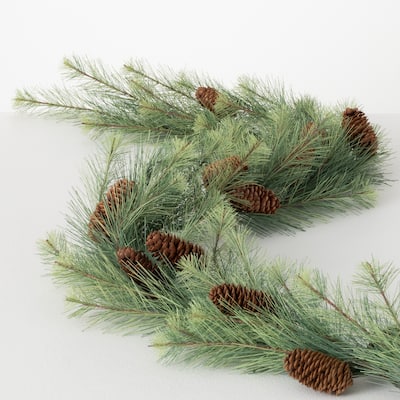 5'L Sullivans Black Hills Pine Garland, Green Christmas Garland - 5'9"L x 9"W x 5"H