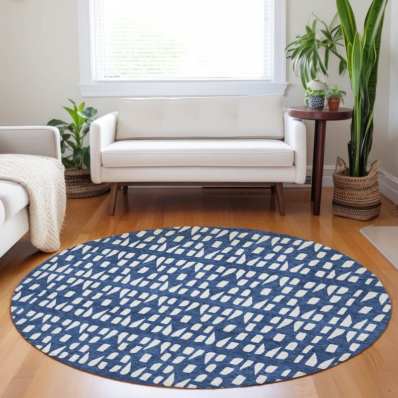 Machine Washable Indoor/ Outdoor Contemporary Imprints Chantille Rug