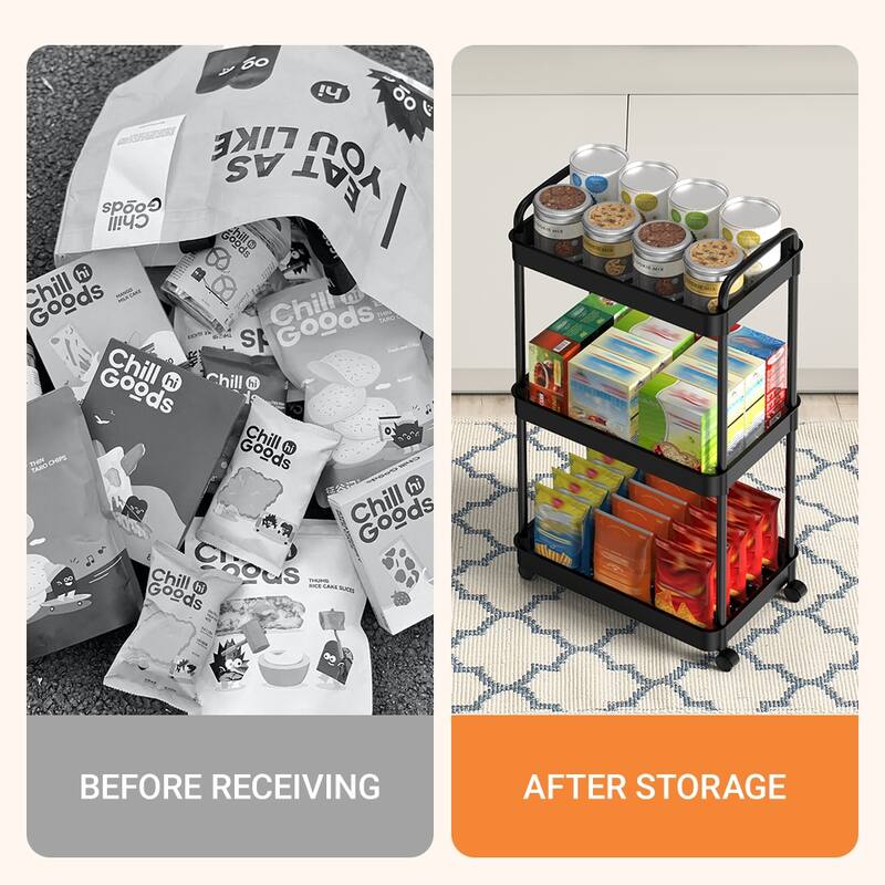 Storage Cart, Shelf Organizer Mobile Shelving, Multifunction Movable Storage Organizer
