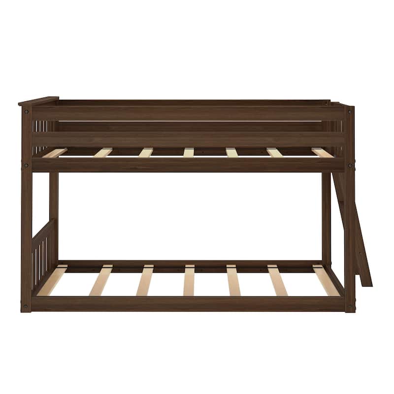Max and Lily Twin over Twin Low Bunk Bed with Ladder on End