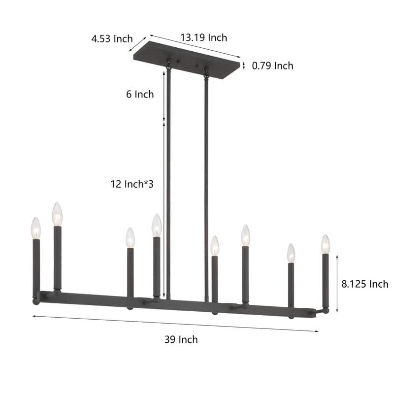 Acroma Matte Black Candle Style Pendant Light For Dining Room
