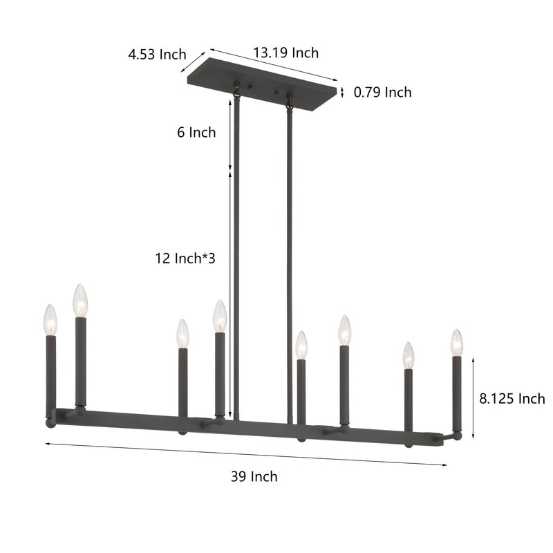 Acroma Matte Black Candle Style Pendant Light For Dining Room