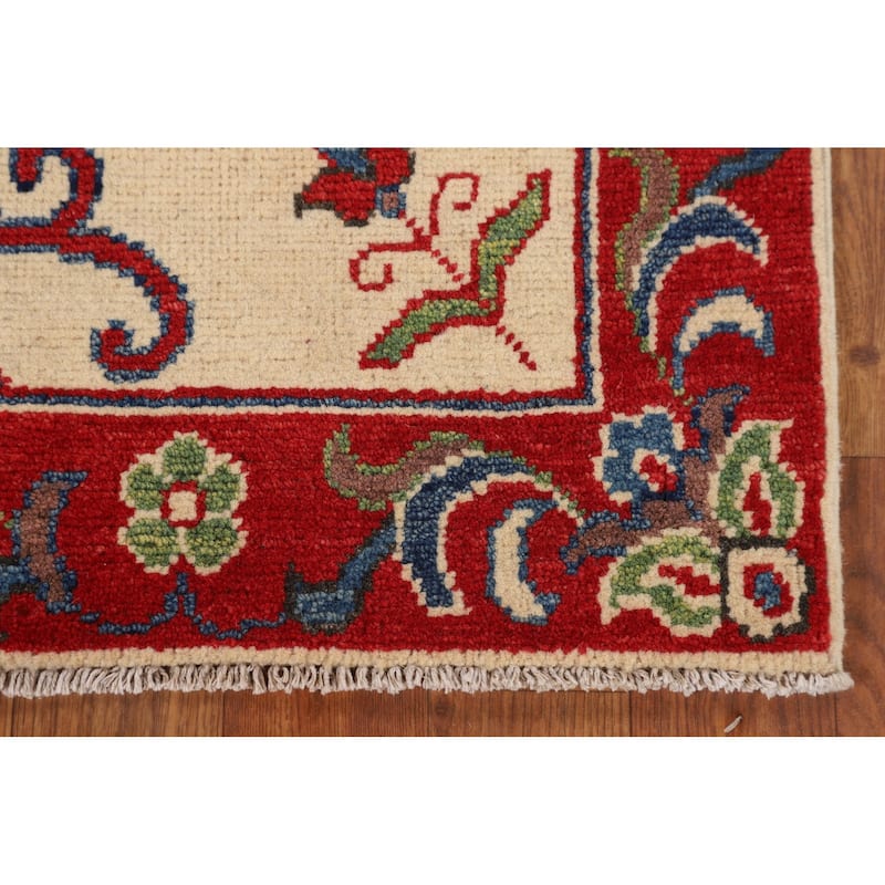 Traditional Kazak Accent Rug Hand-Knotted Floral Wool Carpet - 2'9" x 4'0"