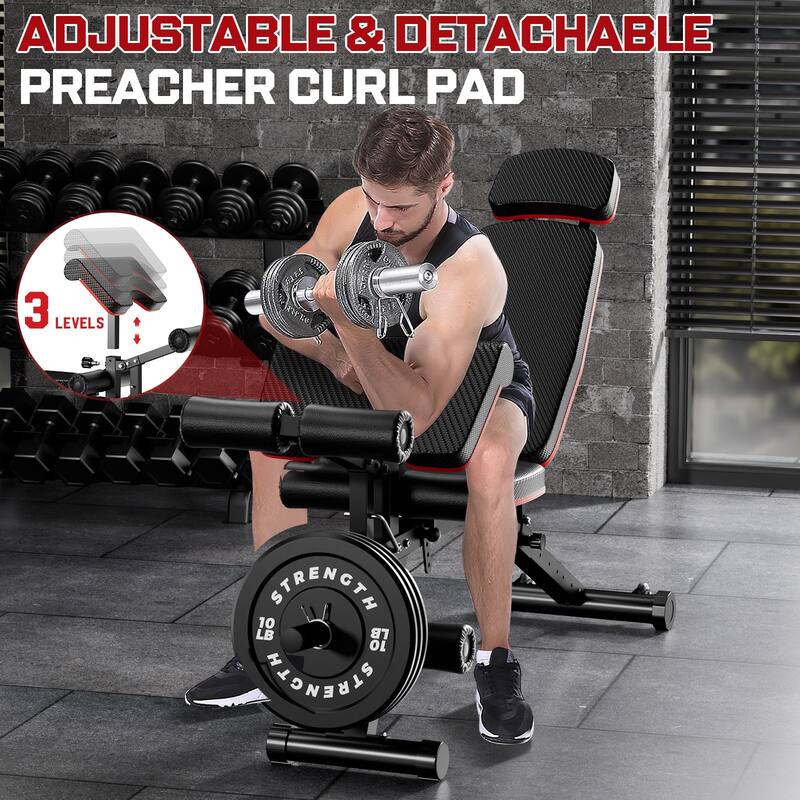 Weight Bench Workout Bench for Home Gym with Extended Headrest
