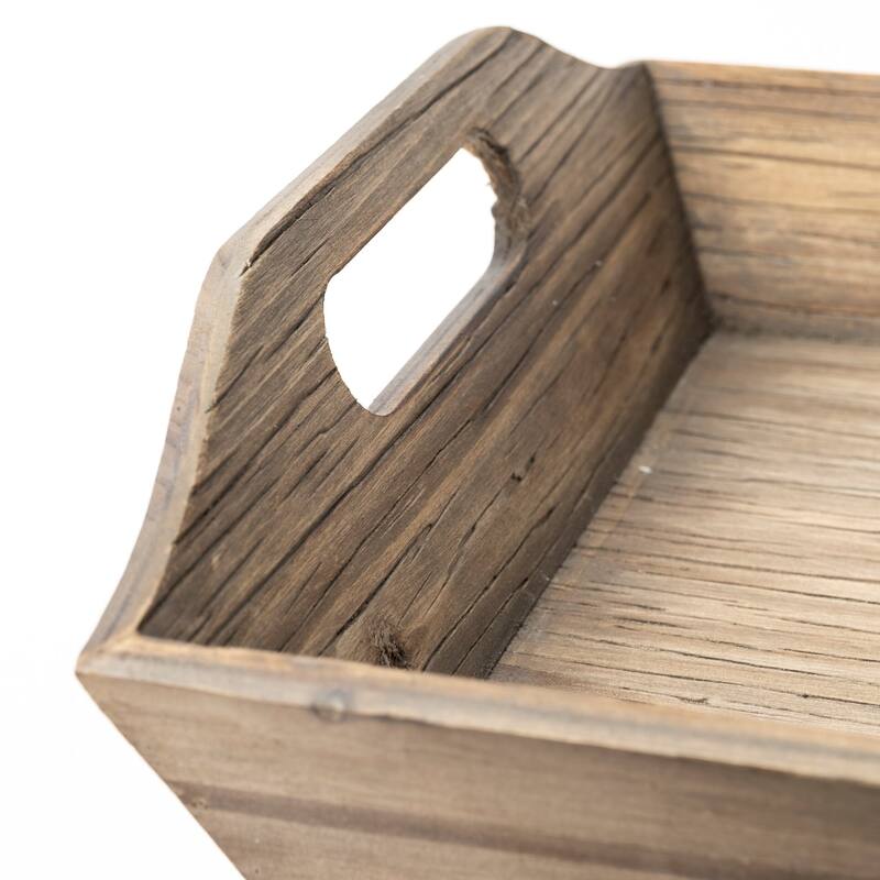 Tawny Brown Wood Trays (Set of 2) - 24.8L x 11.8W x 3.7H