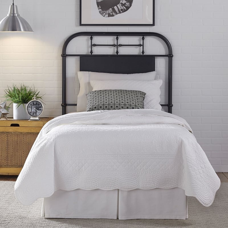 Vintage Distressed Full Metal Headboard - Black