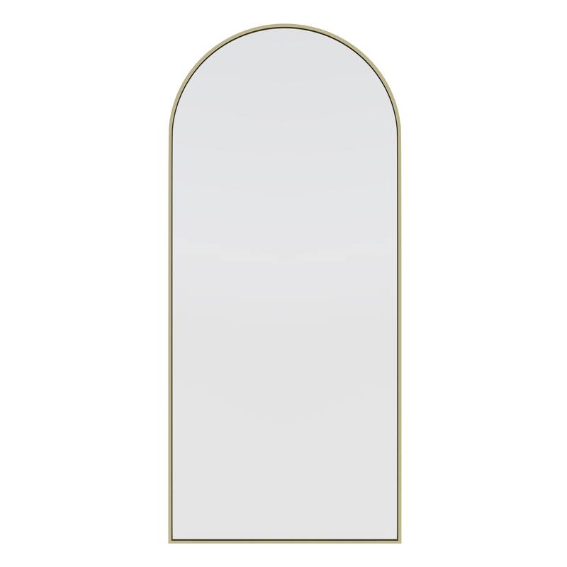 Glass Warehouse Large Arch Shape Stainless Steel Framed Mirror - 67" x 30" - Satin Brass