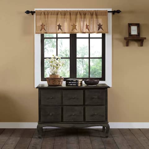 Stratton Burlap Applique Star Valance 16x60 - Valance 16x60
