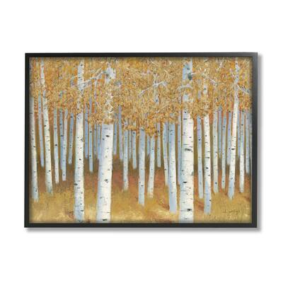 Stupell Autumn Leaves Birch Tree Landscape Rustic Forest Framed Wall Art - Tan