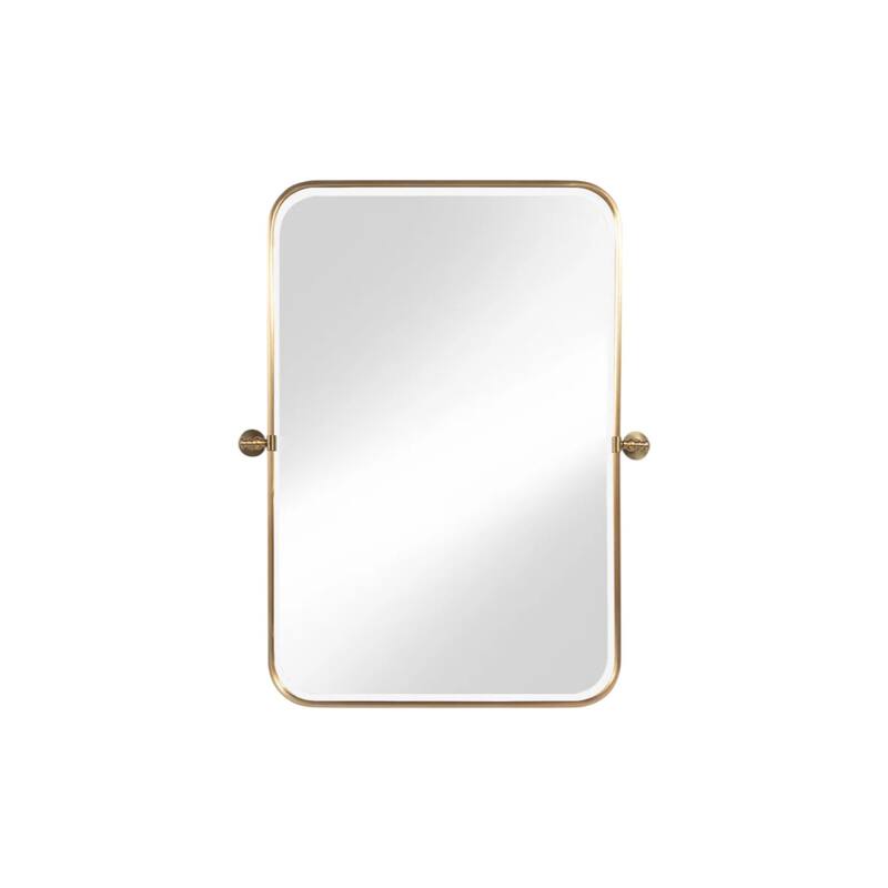 HomeRoots 36" Gold Metal Framed Bathroom Vanity Mirror - 24.00 in. x 36.00 in. x 1.57 in.