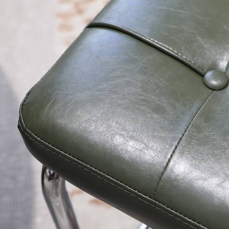 Dark Green Dining Chair Side Chair Leisure Chair Set of 2 Kitchen Chair Reception Chair Armless Chair with Metal Legs