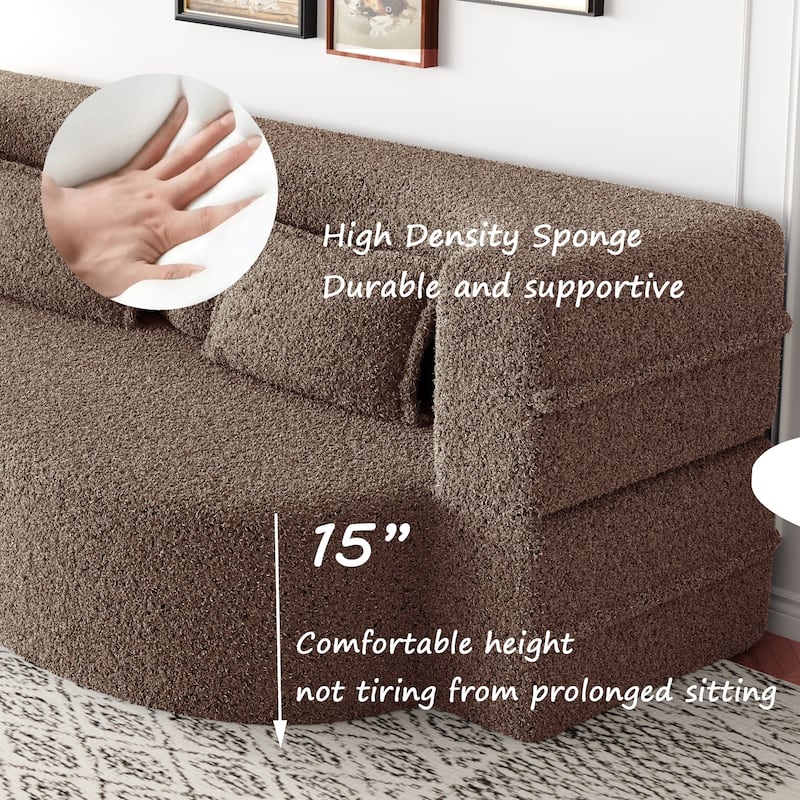 Full-Size Folding Sofa Bed with 2 Pillows, Convertible 3-Tier Floor Couch Sleeper Sofa, Loveseat Chaise Lounge Daybed