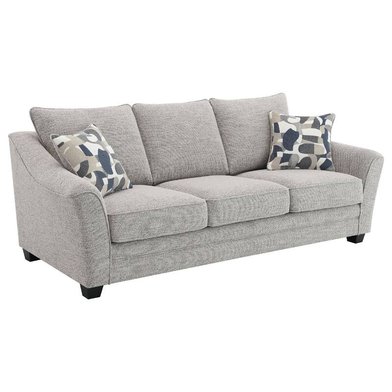 Kito 2pc Living Room Sofa Set, Modern Sloped Arms, Light Gray Boucle