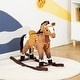 preview thumbnail 2 of 9, Kids Metal Plush Ride-On Rocking Horse Chair Toy With Realistic Sounds - Dark Brown/White