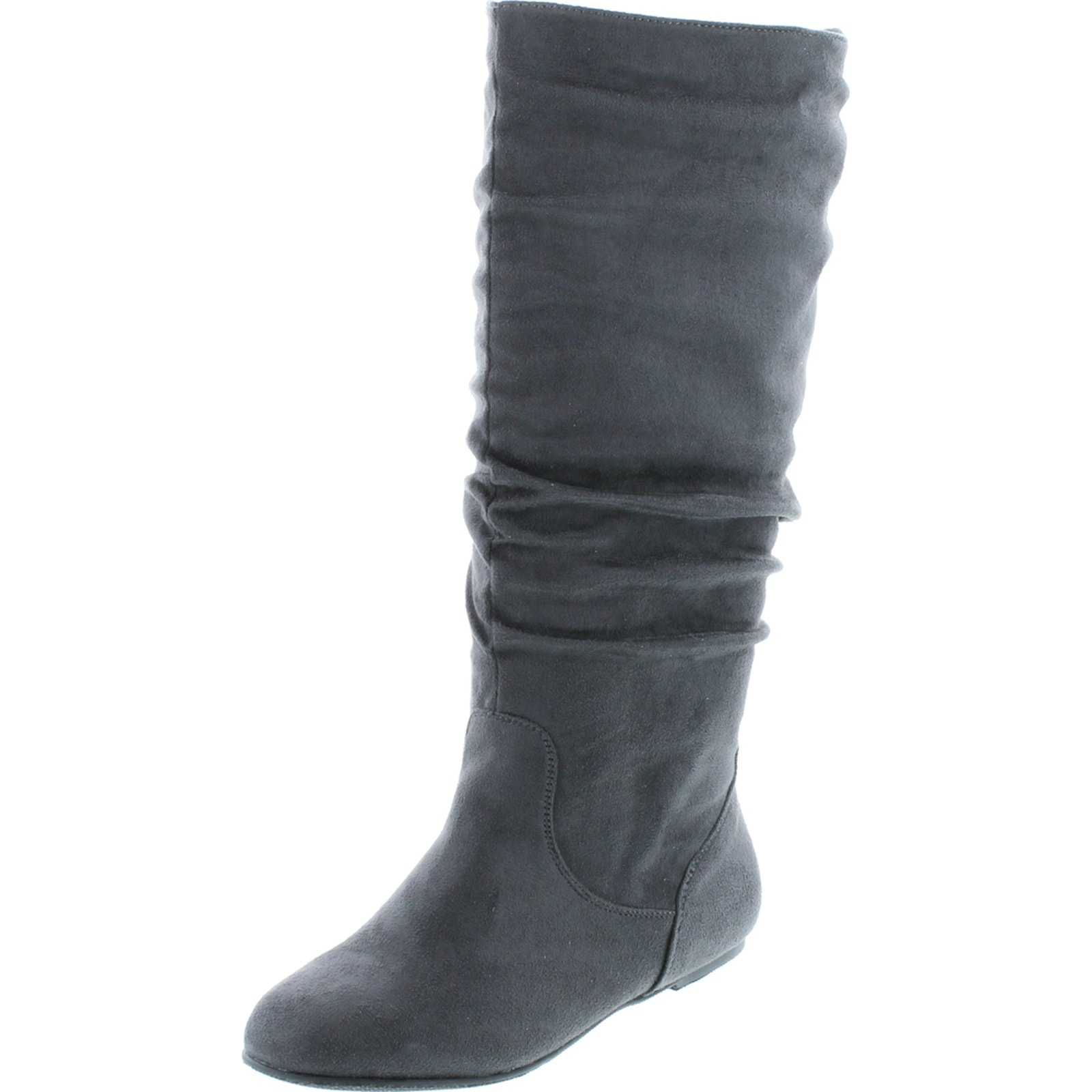 TOP Moda Data-1 Women's Shoes Cute & Comfort Round Toe Flat Heel Slouchy Mid Calf Boot 