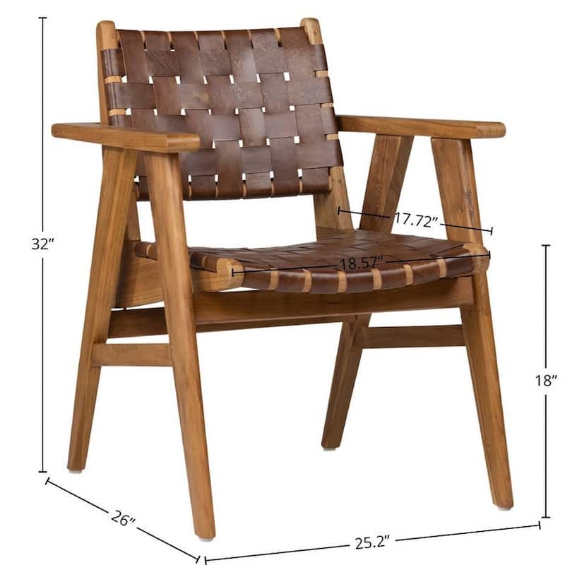 Seena Teak Upholstered Dining Chair, Brown