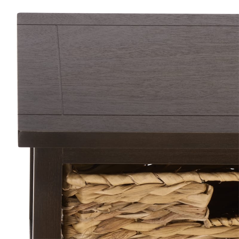 SAFAVIEH Faith Distressed Black 5-Drawer Wicker Basket Storage Tower - 17.3" x 13.4" x 46.1" - 17"W x 13"D x 46"H