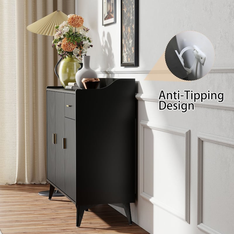 Wooden Accent Cabinet, Sideboard Credenza or TV Stand with Cabinet Doors and Adjustable Shelves