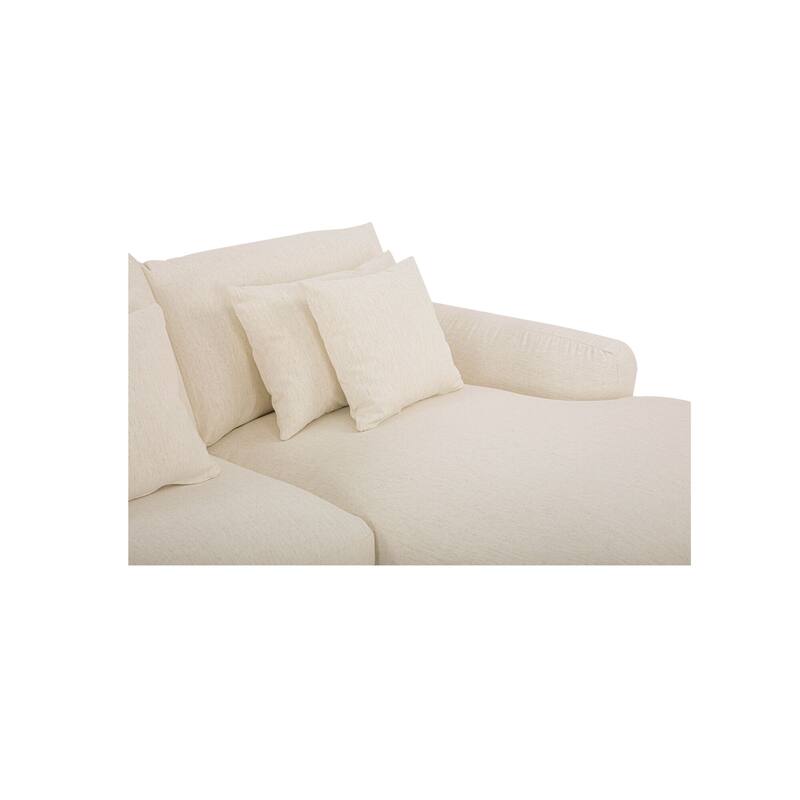 NADAAL STUDIOS Avelyn Left-Facing Sectional, Pillow-Soft Seating with Faux Feather Fill and Oat Fabric Upholstery