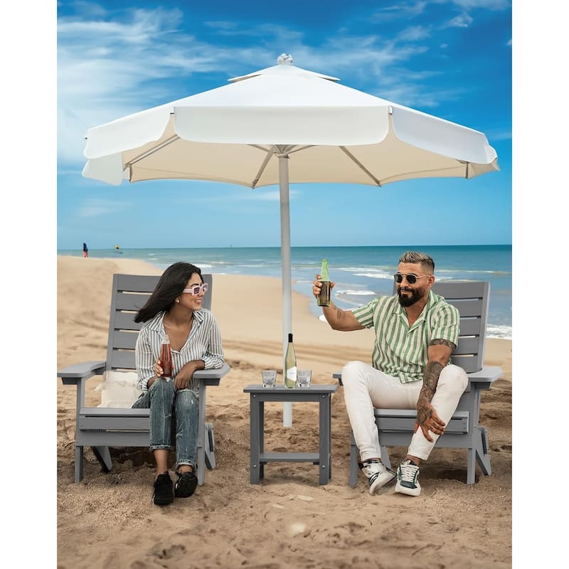 WINSOON HIPS All Weather Folding Adirondack Chairs with Arc Back & Cup Holder Set Of 2