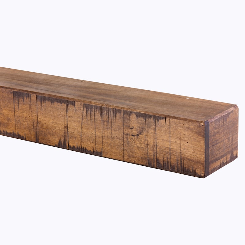 Rustic Fireplace Mantel Shelf - 72" - aged oak