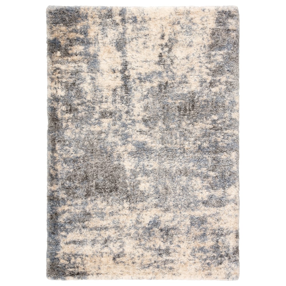 Porch & Den Paladin Abstract Grey/ Blue Shag Area Rug