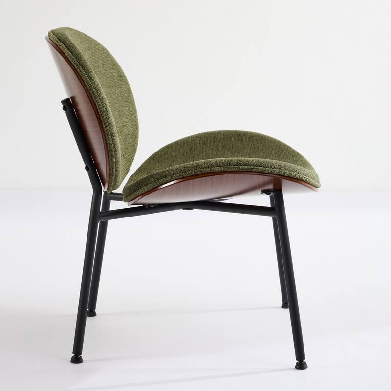 Mid-Century Modern Shell Chair Single Side Chair Tripod,Fabric Lounge Chair In Walnut Finish Comfortable Backrest