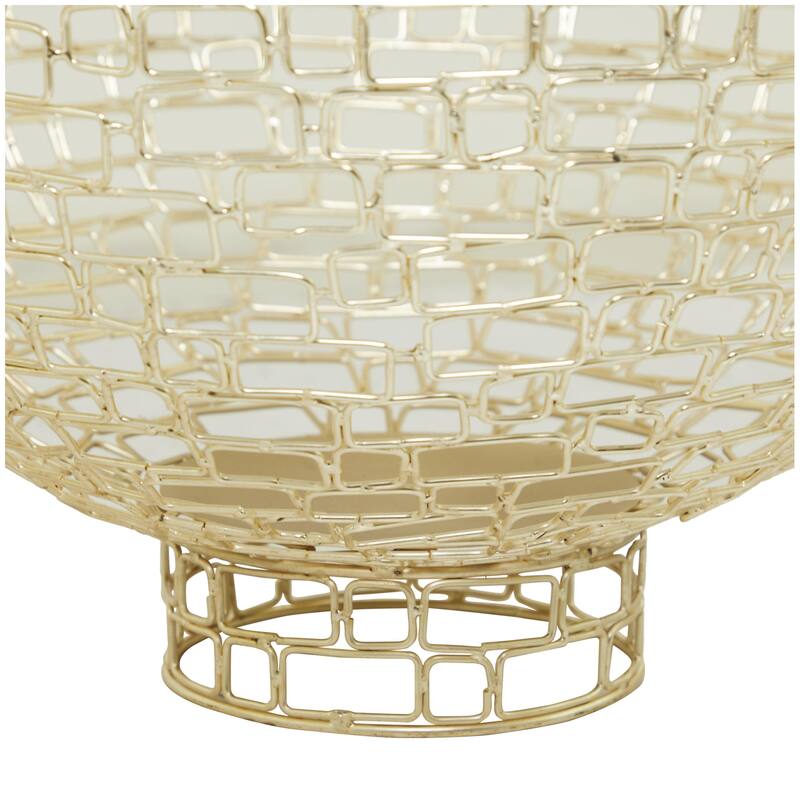 Metal Decorative Bowl with Chain Link Patterns - Set of 2 Gold - Roche River Decor
