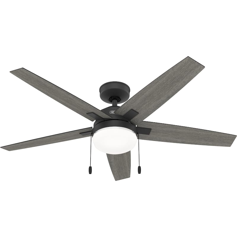 Hunter 44" Matte Black Ceiling Fan with LED Light Kit and Pull Chain