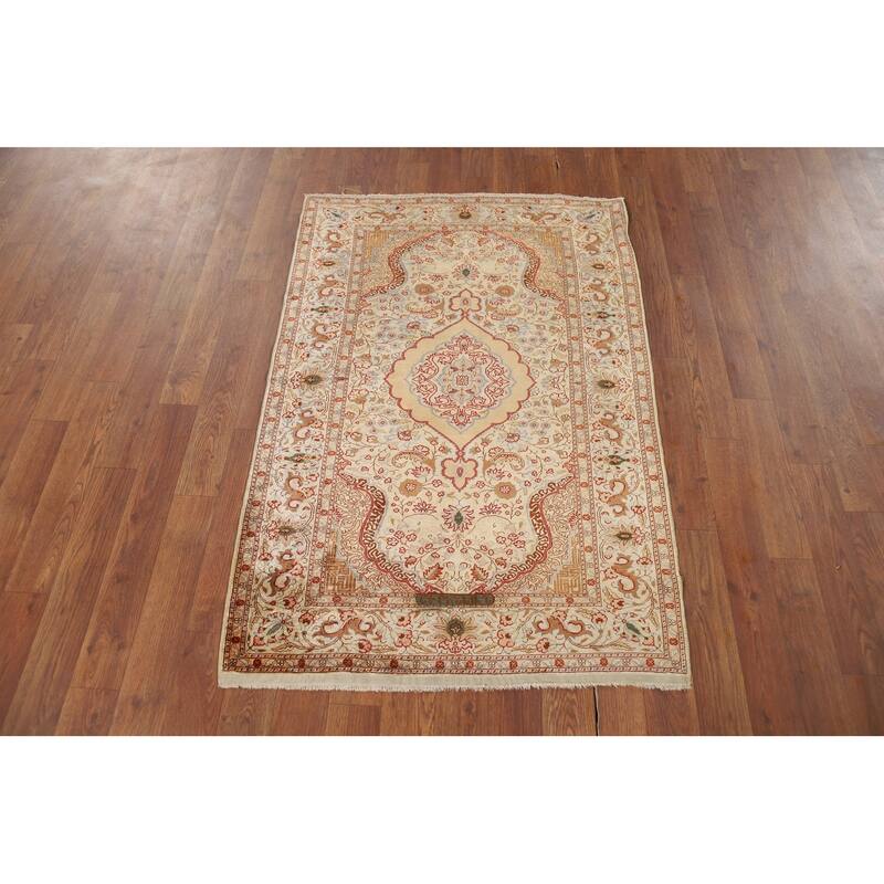 Hereke Vegetable Dye Turkey Foyer Rug Handmade Silk Carpet - 2'8" x 3'11"