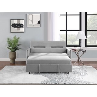 57" Upholstered Sleeper Sofa 2 Seat Sofabed with 2 Pillow Pull-Out Sleeper