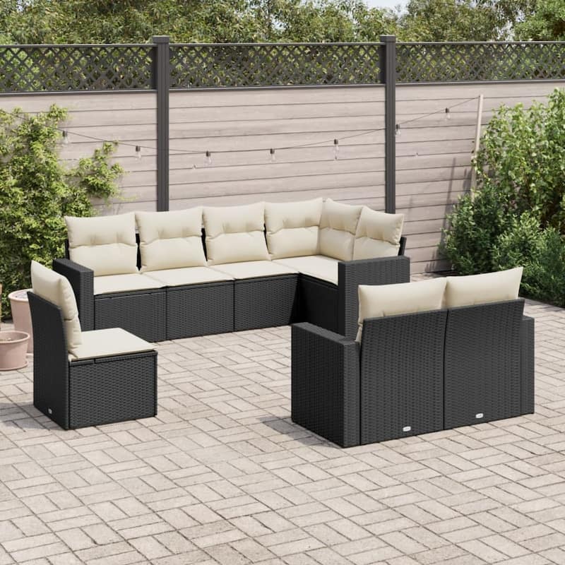 vidaXL Garden Sofa Set Black PE rattan 8 Piece Modular Garden Sofa Set - 24.4 x 25.8 x 27.2