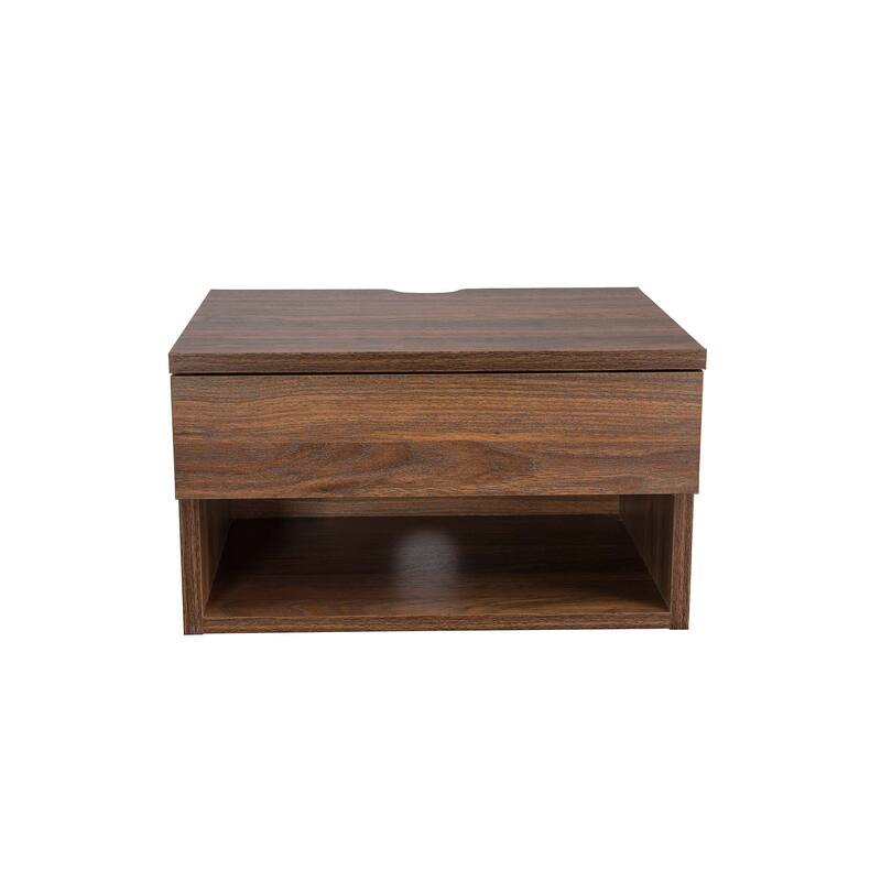 Nathan James Jackson Modern Floating Bedroom Nightstand with Storage Drawer and Open Shelf Cubby