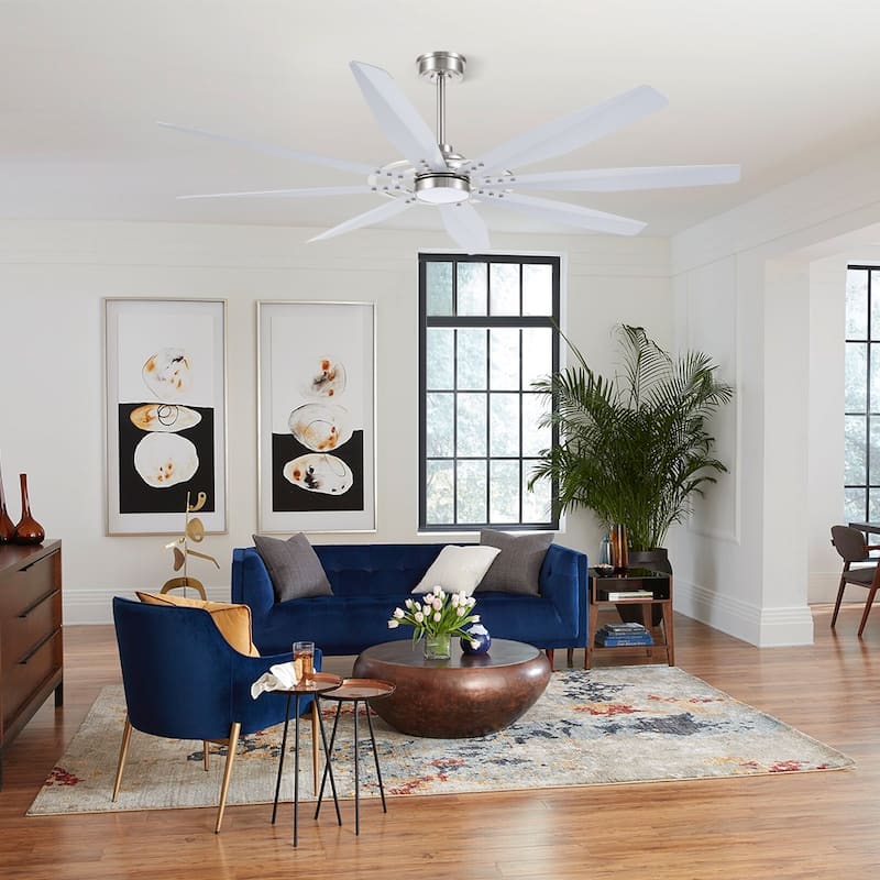 MLiAN 60/72 inch 8 Blades Indoor LED Ceiling Fan with Remote control - 60 - Nickel