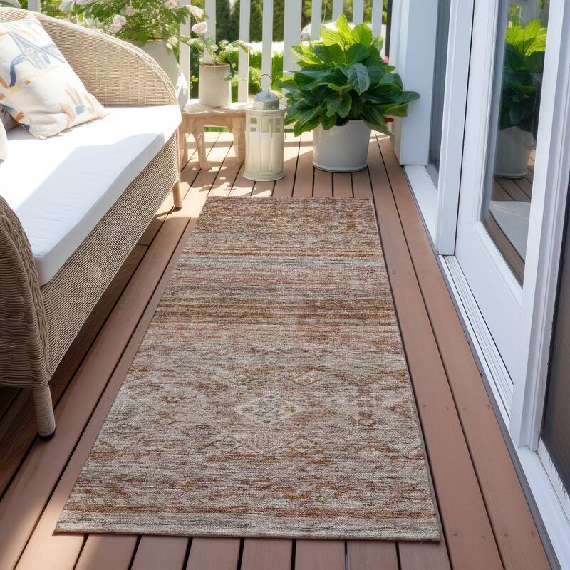 Machine Washable Indoor/ Outdoor Boho Moroccan Chantille Rug