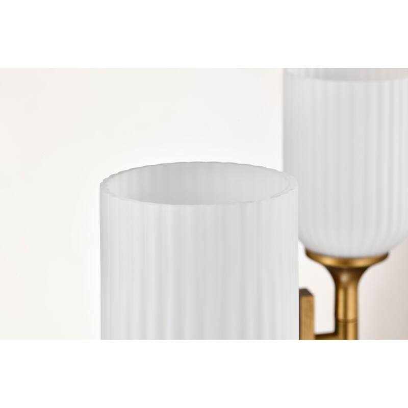 Solara 5 Light Chandelier Natural Brass Finish Frosted Ribbed Glass - Natural Brass