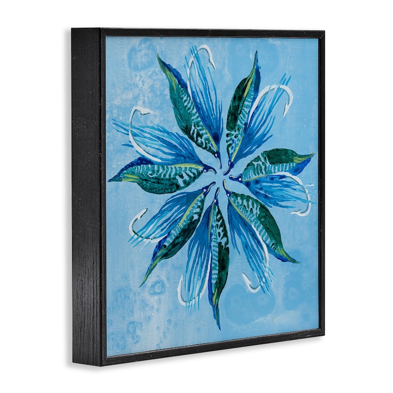 Stupell Blue Flower Shape Design Framed Giclee Art Design By Liz Jardine