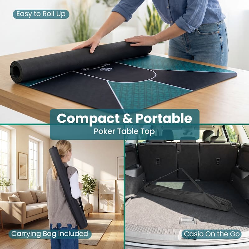 Gymax 70 x 35 Inch Poker Table Top w/Water-repellent Surface Anti-slip - Black & Green