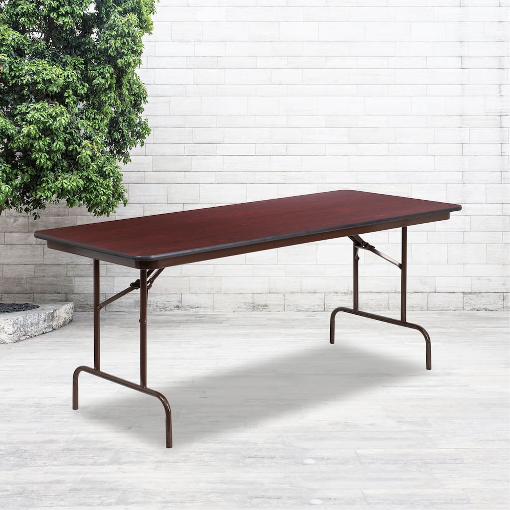 30" x 72" Rectangular High Pressure Mahogany Laminate Folding Banquet Table