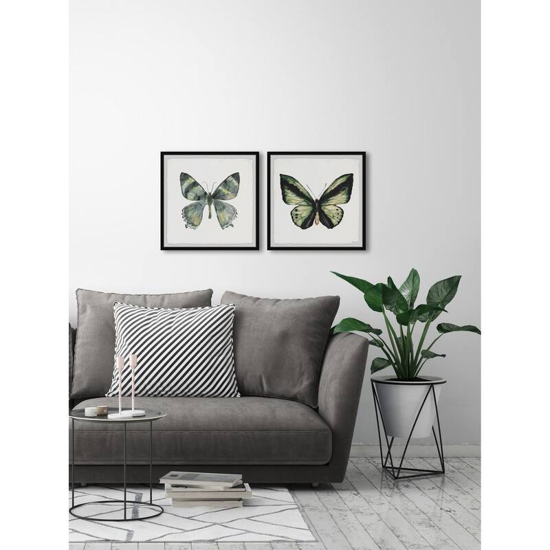 Lovely Green Butterflies Diptych