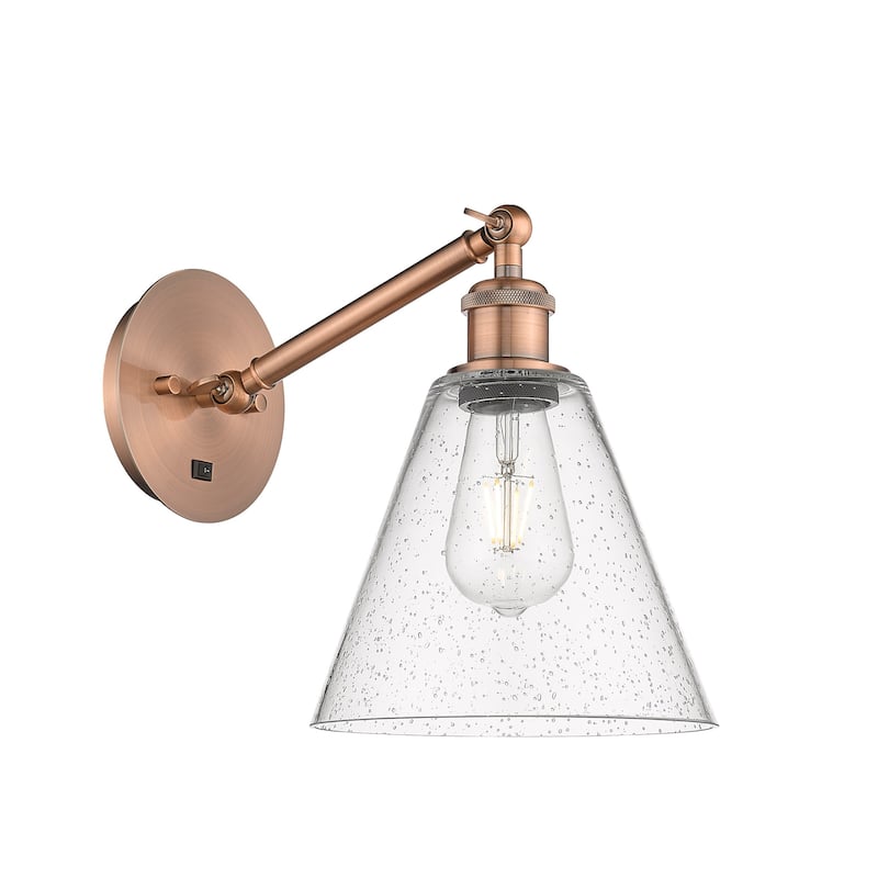 Innovations Lighting 317-1W-14-8 Berkshire Sconce Berkshire 14" Tall - Antique Copper / Seedy