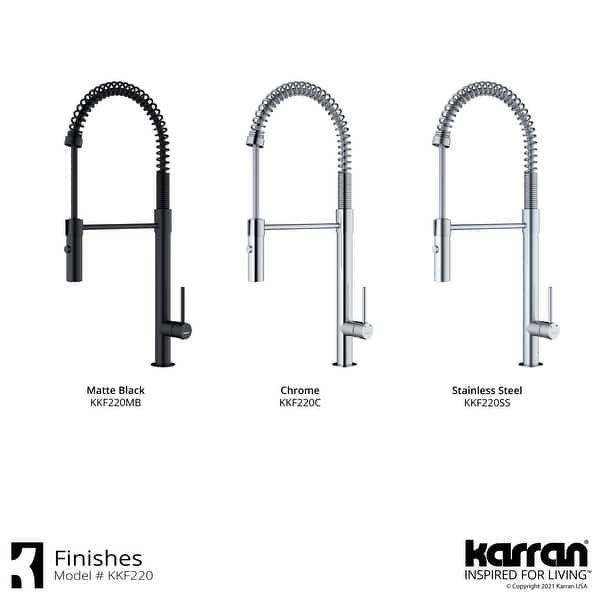 dimension image slide 1 of 2, Karran Bluffton Single-Handle Pull-Down Sprayer Kitchen Faucet