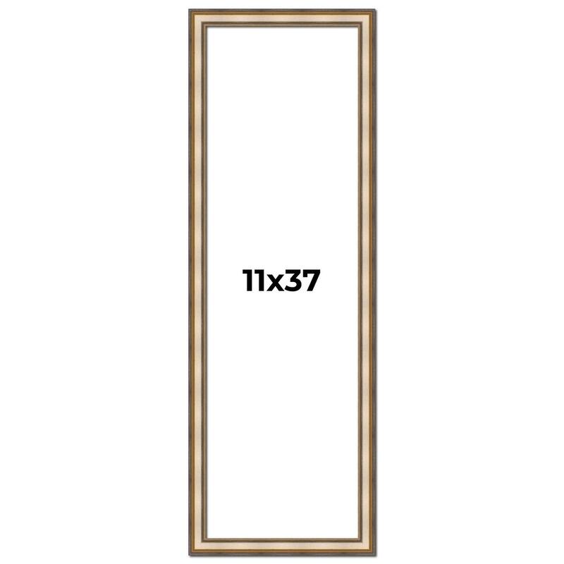 11x37 Frame Gold Solid Wood Shadow Box Width 1.5 Inches | Interior Frame Depth 2 3/8 Inches
