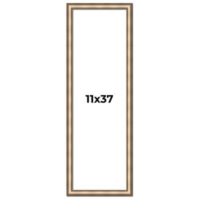 11x37 Frame Gold Solid Wood Shadow Box Width 1.5 Inches | Interior Frame Depth 2 3/8 Inches