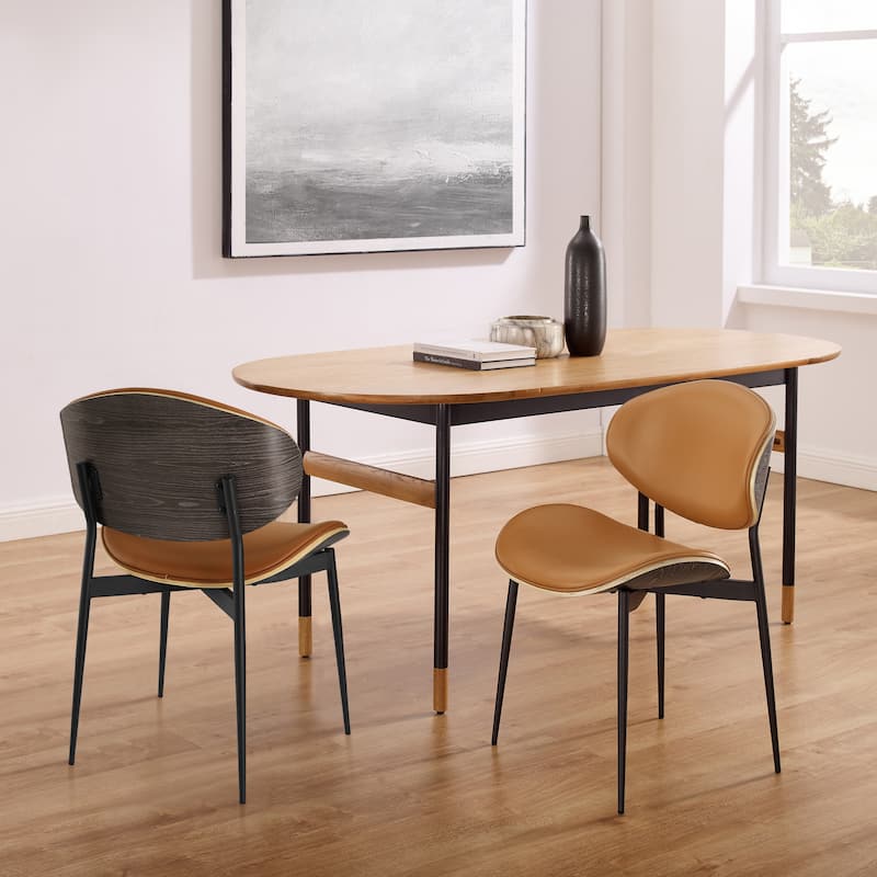 Art Leon Genuine Leather and Bentwood Dining Chair Set of 2