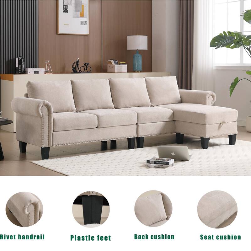 Convertible Sectional Sofa with Storage