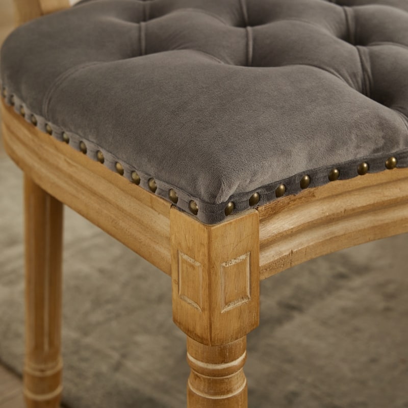 GDF Studio - French Traditional Wood PU Upholstered Dining Chairs with Tufted Back & Nailhead Trim, Set of 2