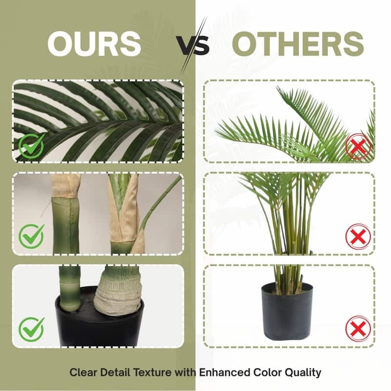 Lush Black Pot Golden Cane Palm - Lifelike Tropical Faux Plant for Indoor & Outdoor Spaces
