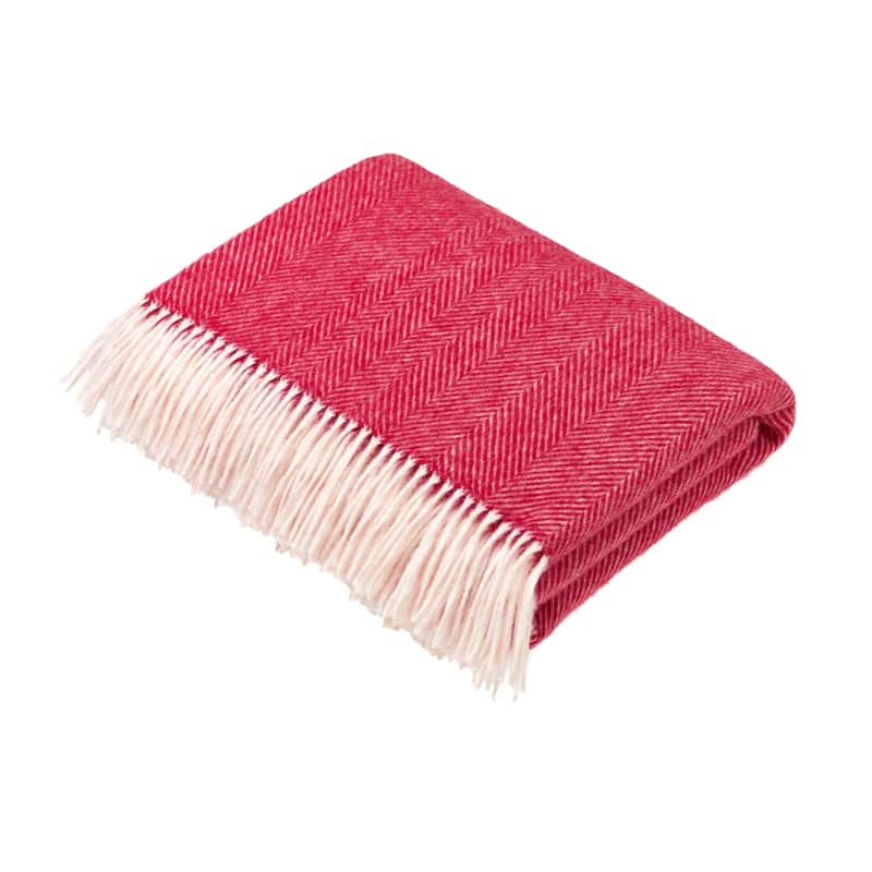 Merino Lambswool Throw Blanket - Herringbone Pattern, Made in England